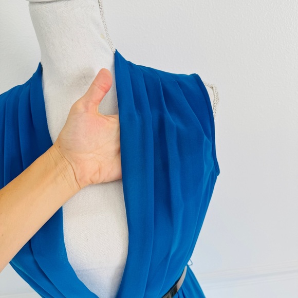 BeBe Blue Ombre Maxi Dress / Romper + Built In Shorts Maxi Sheer Deep V Neck - Picture 8 of 17